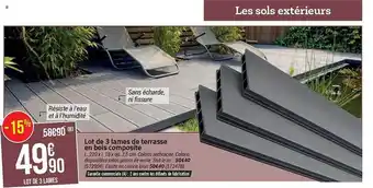 Bricorama Lot de 3 lames de terrasse en bois composite offre