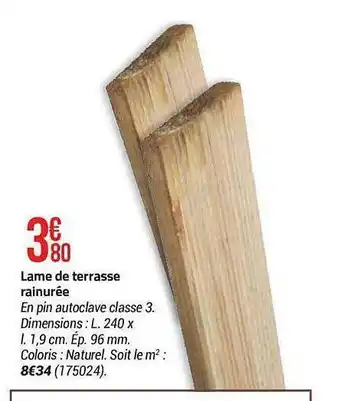 Bricorama Lame de terrasse rainurée offre