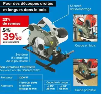 Castorama Scie Circulaire MSCS1200 offre