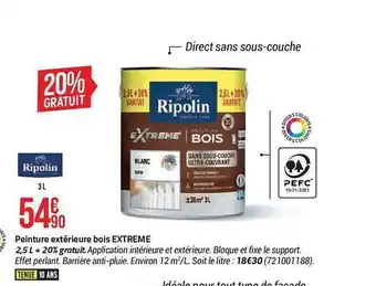 Bricorama Peinture extérieure bois extrême ripolin offre
