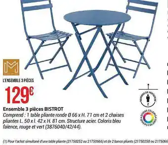 Ensemble 3 piĂšces bistrot