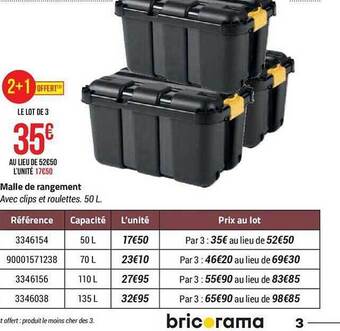 Bricorama Malle de rangement offre
