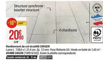 Bricorama Revêtement de sol stratifié ginger offre