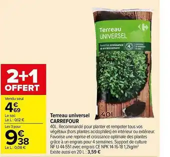 Carrefour Market Terreau universel carrefour offre
