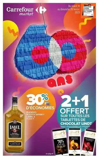 Carrefour Market Blended scotch whisky label 5, tablettes de chocolat lindt offre