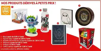 Cora x Carrefour Mug, figurien stitch, bouteille 850ml my héro academie, notebook, horloge, coffret cadeaux offre