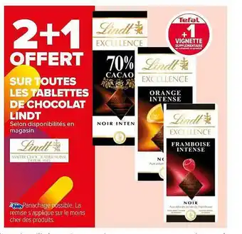 Carrefour Market Tablettes de chocolat lindt offre
