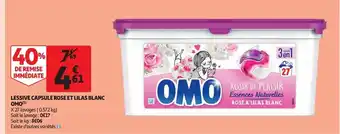 Auchan Supermarché Lessive capsule rose et lilas blanc omo(1) offre
