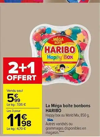 Carrefour Market La méga boîte bonbons haribo offre
