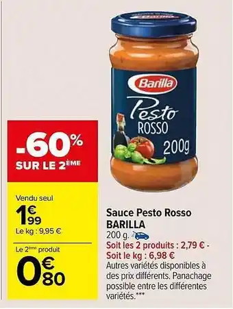 Carrefour Market Sauce pesto rosso barilla offre