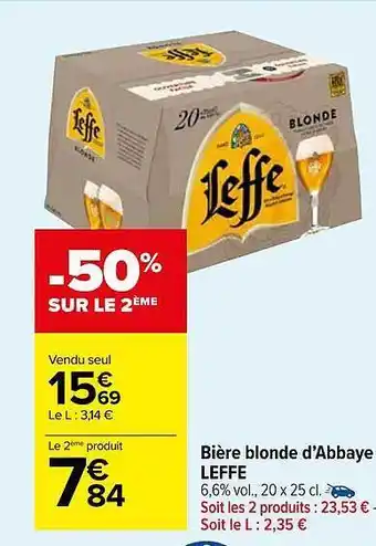 Carrefour Market Bière blonde d'abbaye leffe offre