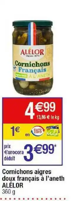 Cornichons aigres doux français à l'aneth alélor