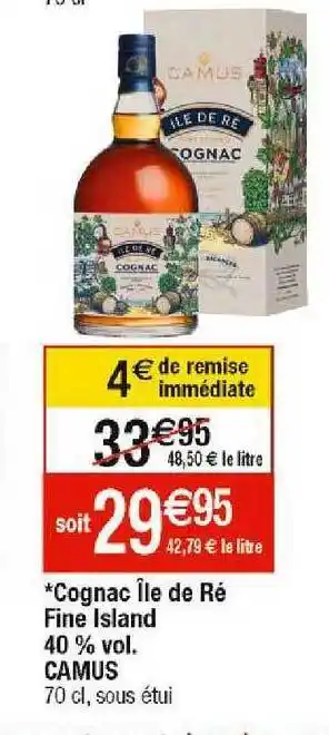 Cognac ßle de ré fien island 40% vol. camus