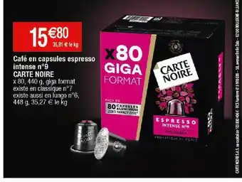 Cora x Carrefour Café en capsules espresso intense n°9 carte noire offre