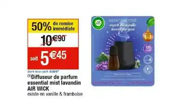 Cora x Carrefour Diffuseur de parfum essential mist lavandin air wick offre