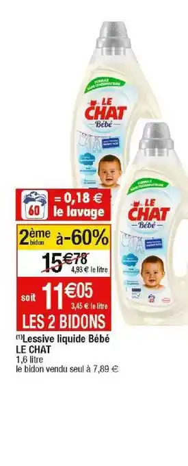 Cora x Carrefour Lessive liquide bébé le chat offre