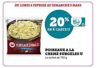 U Express Poireaux à la crème surgelés u offre