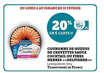 U Express Couronne de queues de crevettes sauce cocktail ou fines herbes «»delpierre«» offre