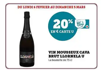 U Express Vin mousseux cava brut llornela u offre