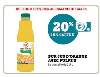 U Express Pur jus d'orange avec pulpe u offre