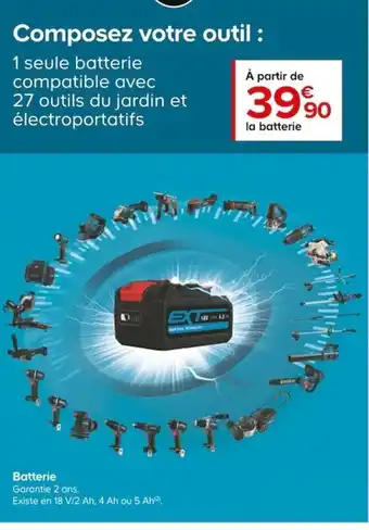 Castorama 1 Seul batterie Compatible Avec 27 Outlis Du JArdin Et èlectroportatifs offre