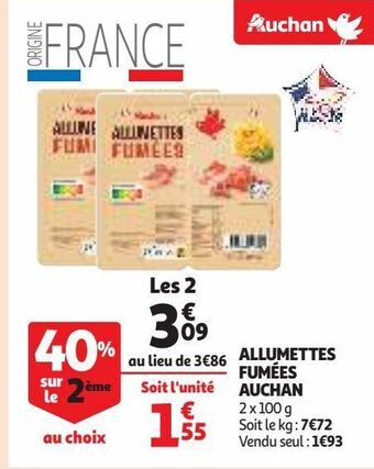 Auchan Supermarché Allumettes fumées auchan offre