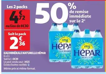 Auchan Supermarché Eau minérale naturelle hépar offre