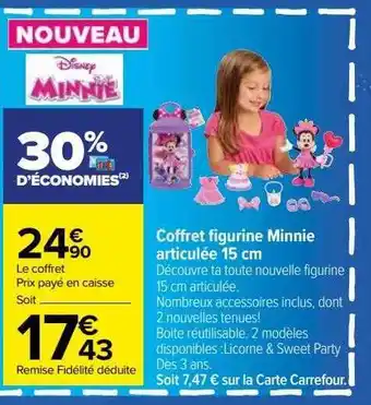 Carrefour Coffret figurine minnie articulée 15 cm offre