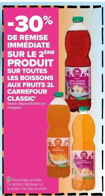 Carrefour Boissons aux fruits 2l carrefour classic' offre