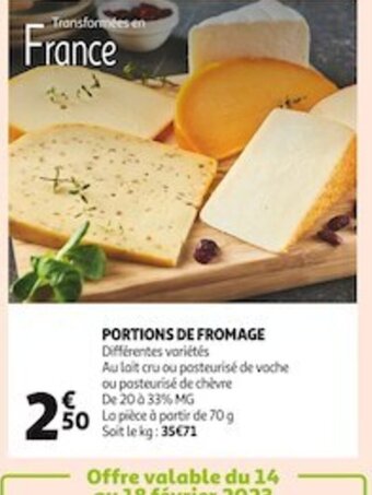 Auchan Supermarché Portions de Fromage offre