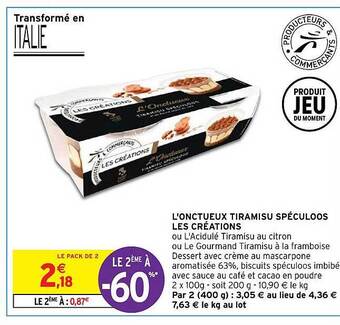 Intermarché Hyper L'onctueux tiramisu spéculoos les créations offre