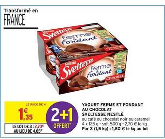 Intermarché Hyper Yaourt ferme et fondant au chocolat sveltesse nestlé offre