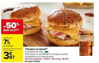 Carrefour 2 burgers au bacon offre