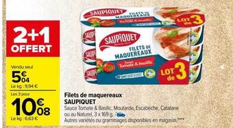 Carrefour Filets de maquereaux saupiquet offre
