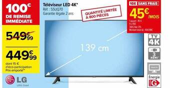 Carrefour Téléviseur led 4k lg offre