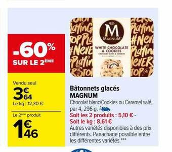 Carrefour Bâtonnets glacés magnum offre