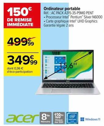 Carrefour Ordinateur portable acer offre