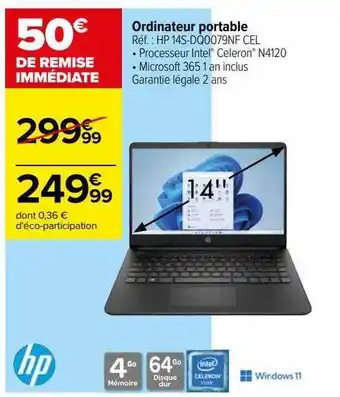 Carrefour Ordinateur portable hp offre