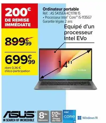 Carrefour Ordinateur portable asus offre