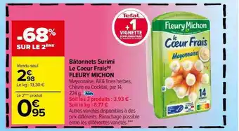 Carrefour Bâtonnets surimi le cœur frais fleury michon offre