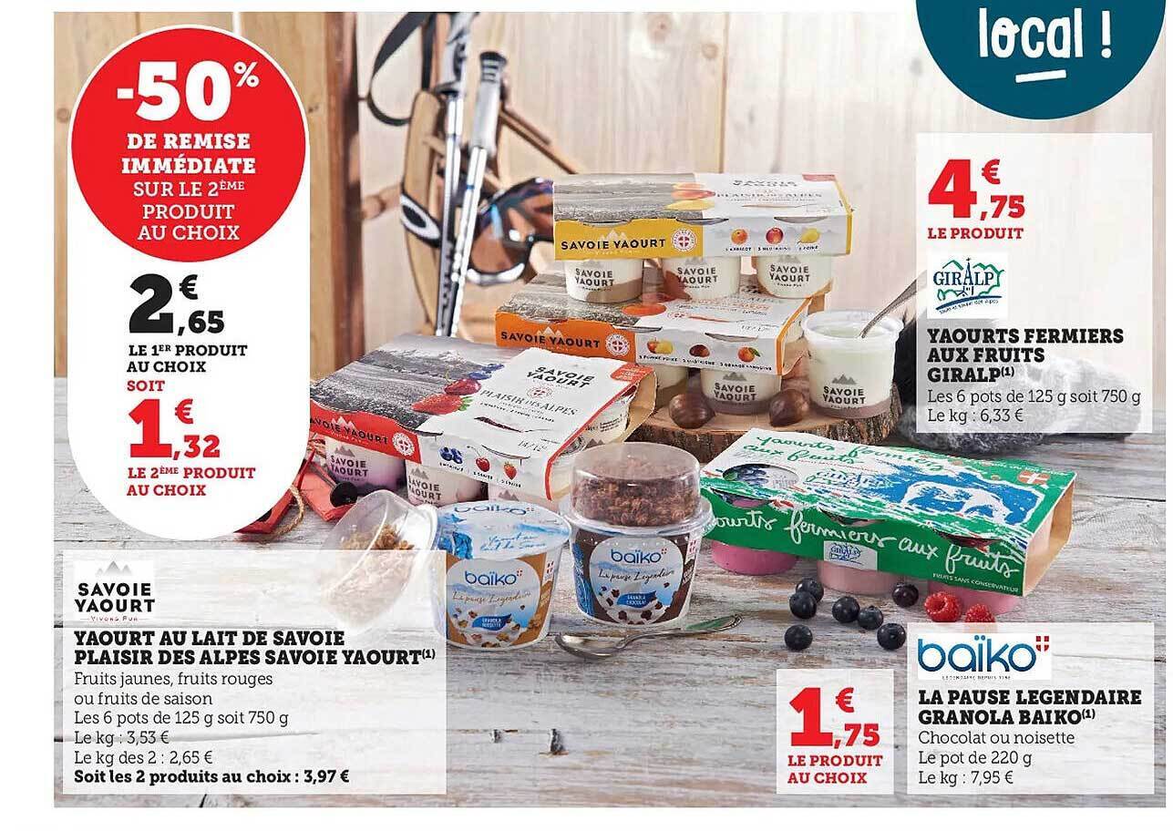 Promo Yaourt au lait de savoie plaisir des alpes savoie,yaourt, yaourts