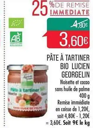Match Pâte à tartiner bio lucien georgelin offre