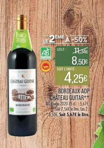 Match Bordeaux aop château guitar offre
