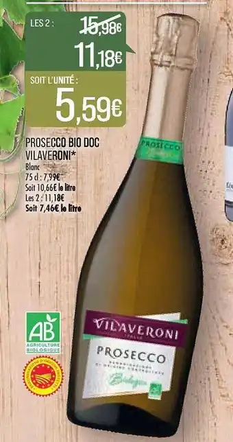 Match Prosecco bio doc vilaveroni offre