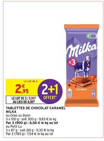 Intermarché Hyper Tablettes de chocolat caramel milka offre