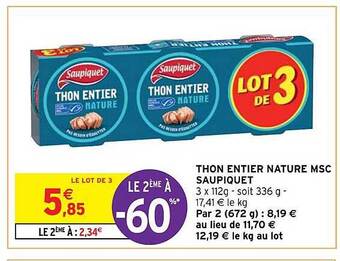 Intermarché Hyper Thon entier nature msc saupiquet offre