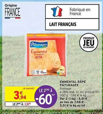 Intermarché Hyper Emmental râpé pâturages offre