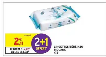Intermarché Hyper Lingettes bébé h20 biolane offre