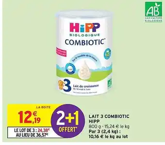 Intermarché Hyper Lait 3 combiotic hipp offre