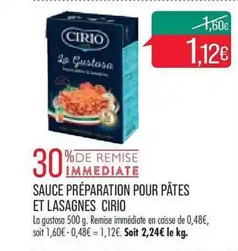 Match Sauce préparation pour pâtes et lasagnes cirio offre